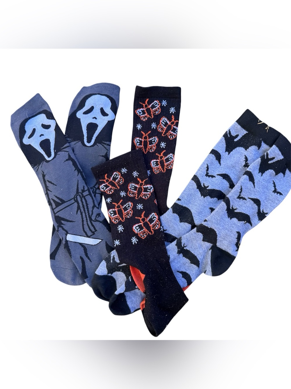 Horror Goth Spooky Halloween Ghostface Women’s Sock Bundle Crew Long 3 Pairs